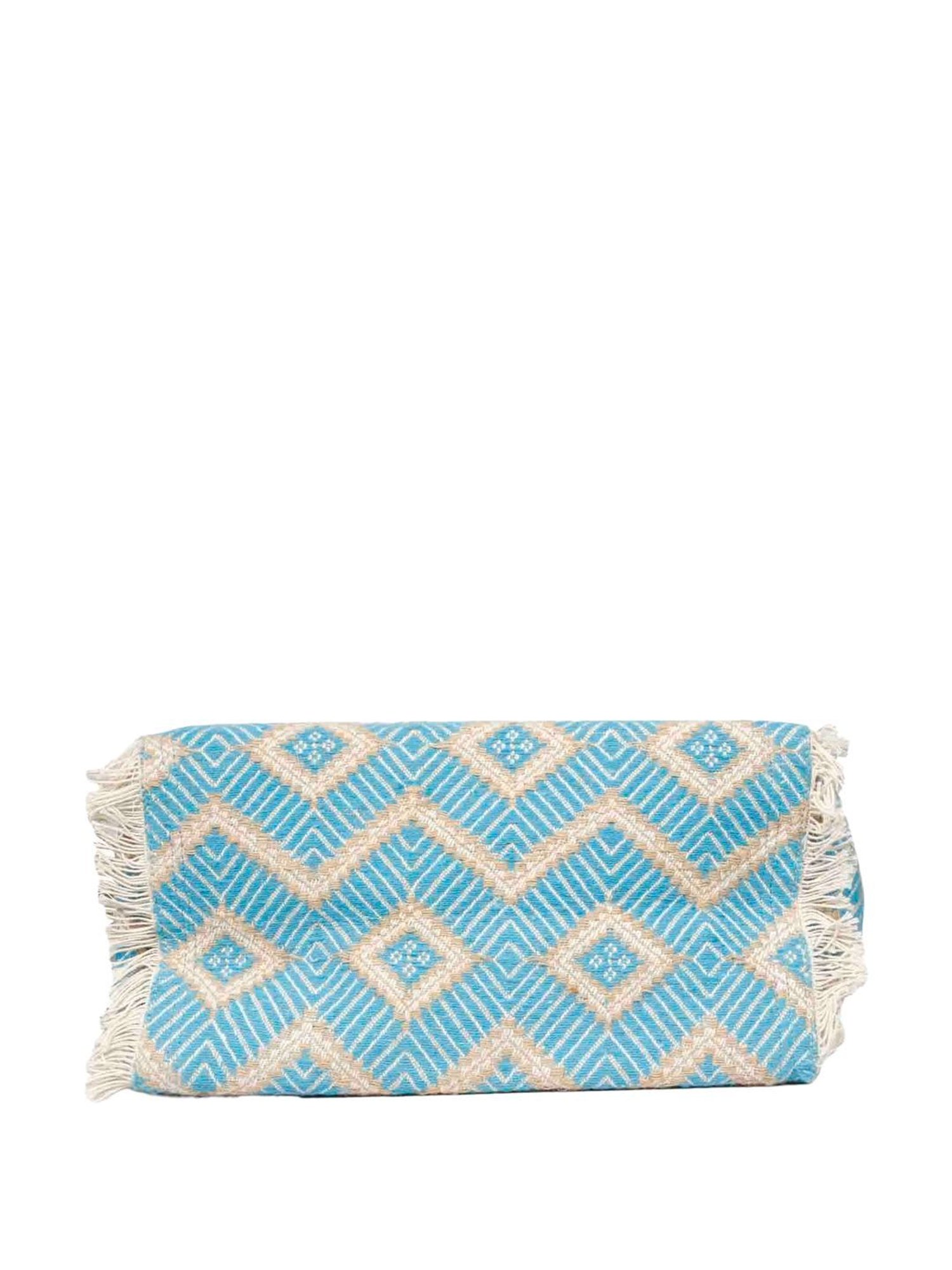 Favore Blue & White Printed Medium Handbags