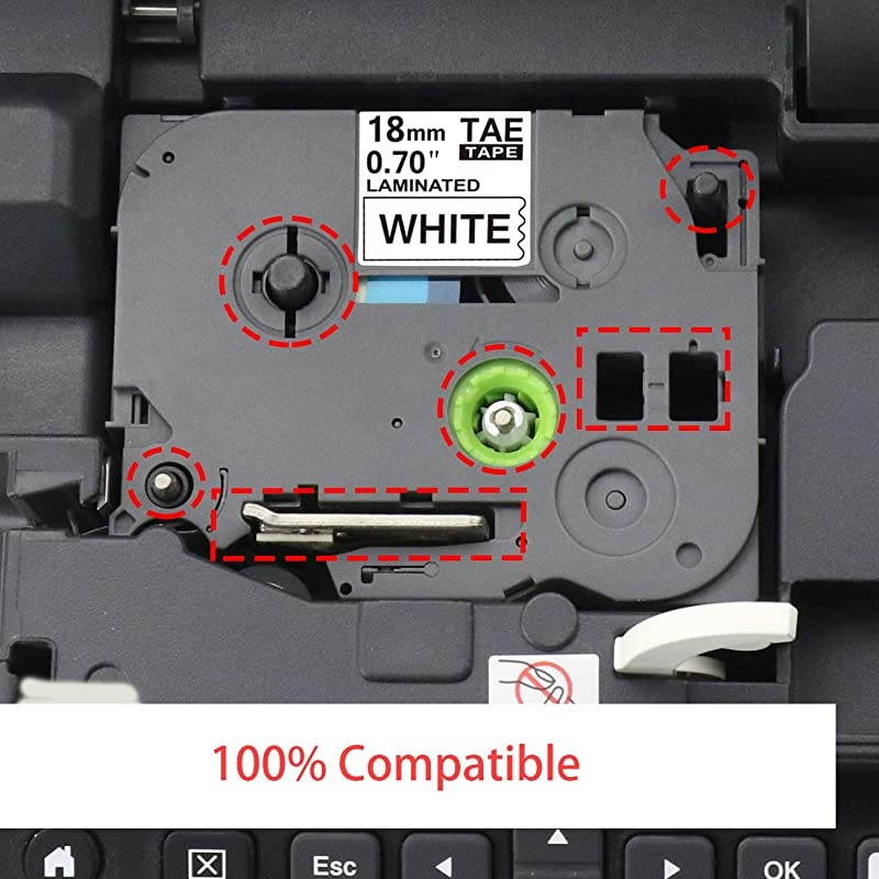 Tape 18mm 0.7 Laminated White, Compatible for Brother P Touch e-241 e241 3/4 Inch Label Tape Black on White Work for Brother PTD400AD PTD600 PT-D450 Label Maker, 26.2 Feet(8m), 3-Pack