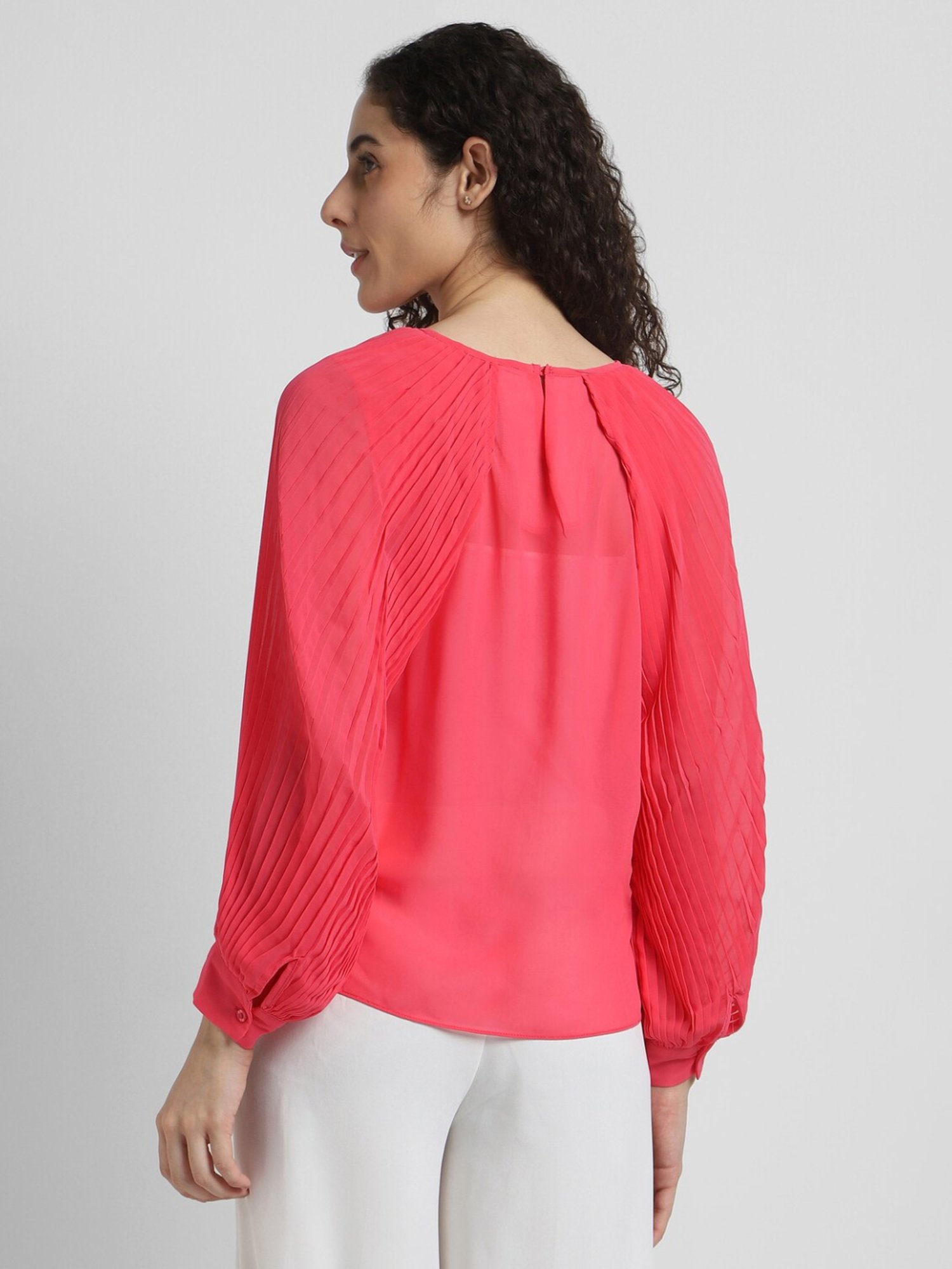 Allen Solly Pink Pleated Top