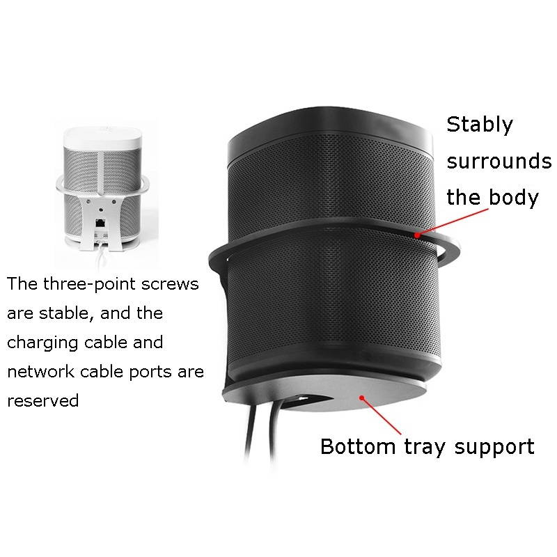 Network Cable Port Upgrade Metal Speaker Wall Mount Bracket For SONOS One SL / PLAY:1