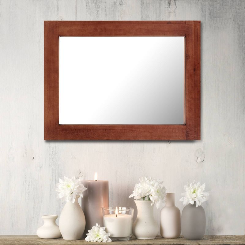 Rectangle Worn Wood Decorative Wall Mirror Stratford Maroon - Stonebriar Collection