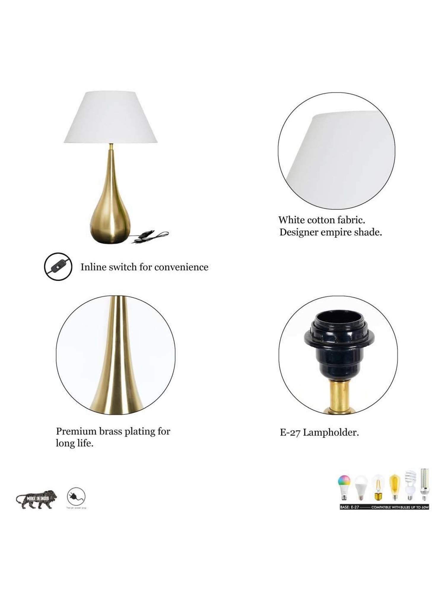 Kapoor E Illuminations Green Study Table Lamp - Set of 1