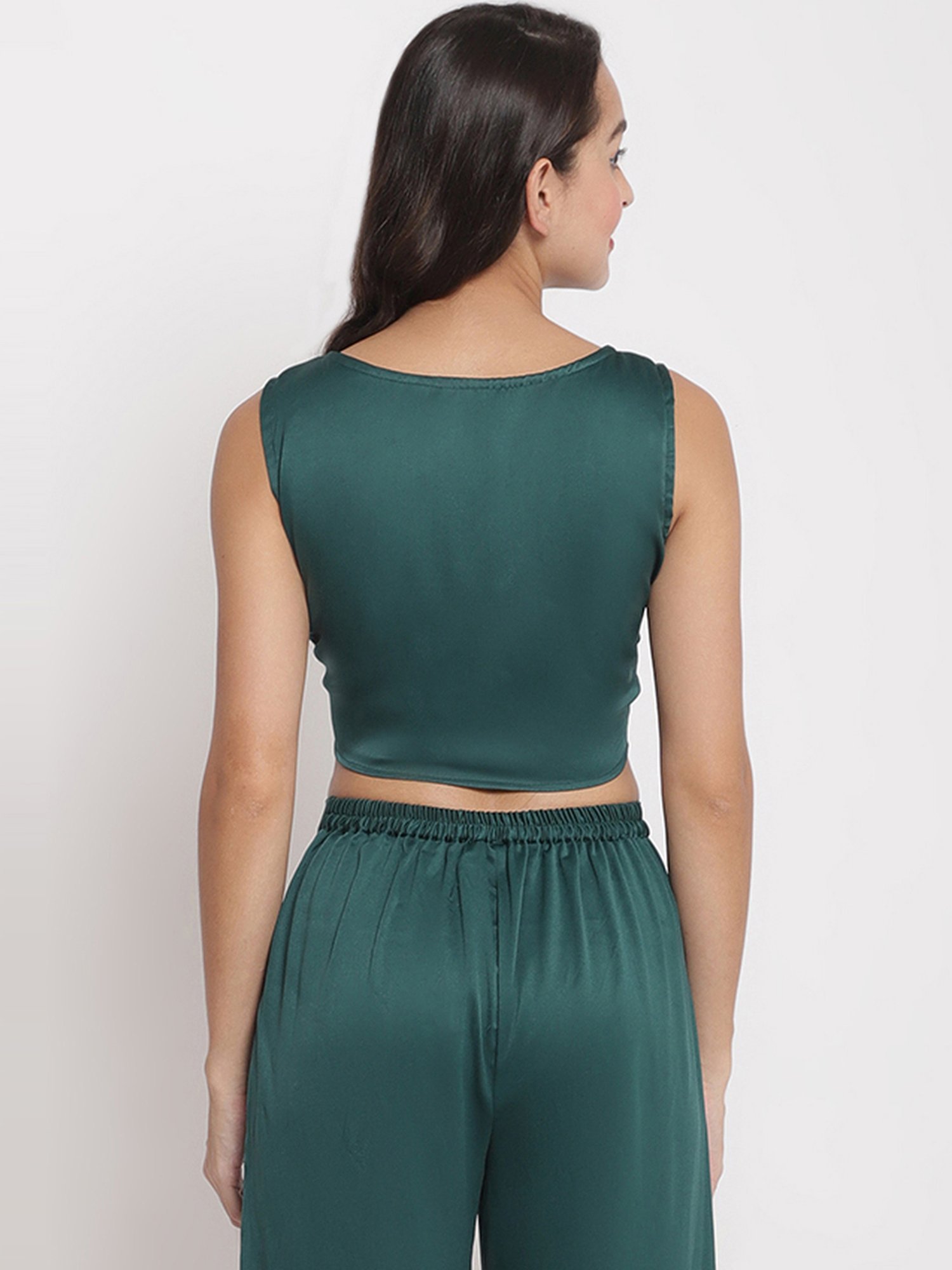 Erotissch Green Plain Beachwear Crop Top