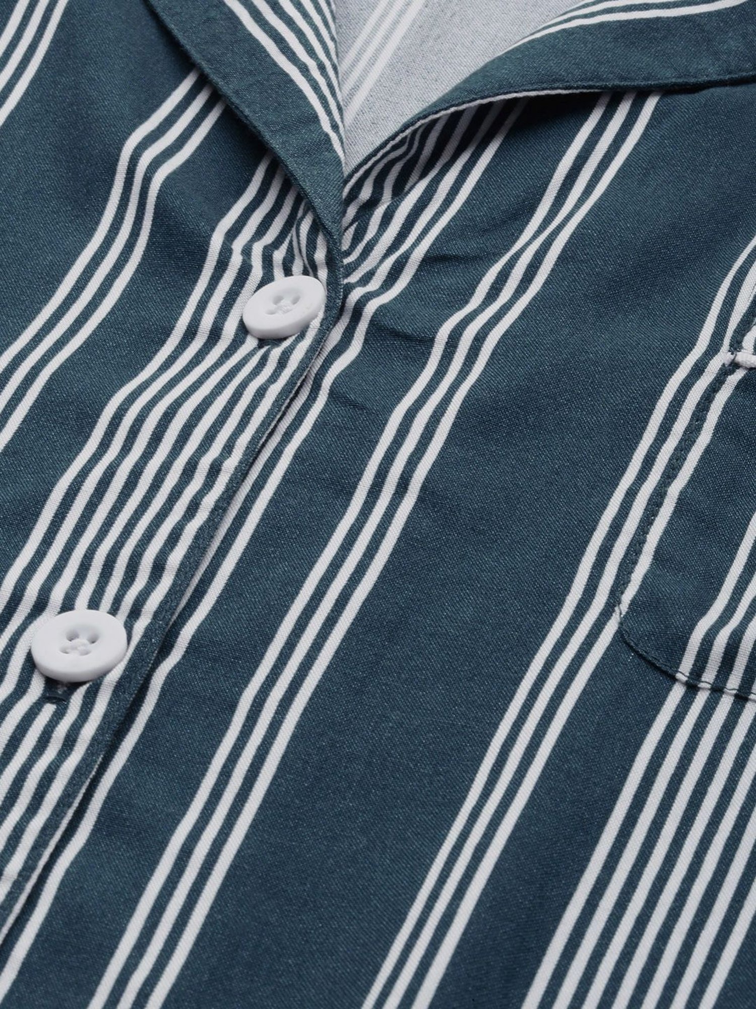 Chemistry Blue Cotton Striped Shirt Short Set