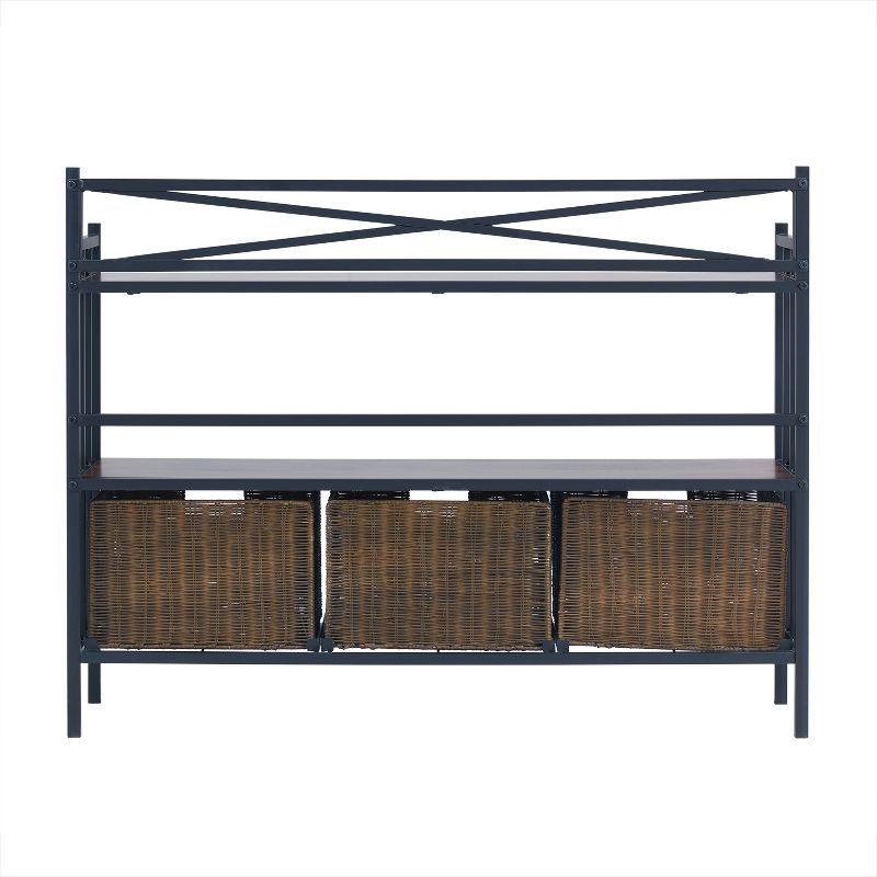 Penglade Bakers Rack Sideboard Rustic Brown With Dark Distressed Pine - Aiden Lane