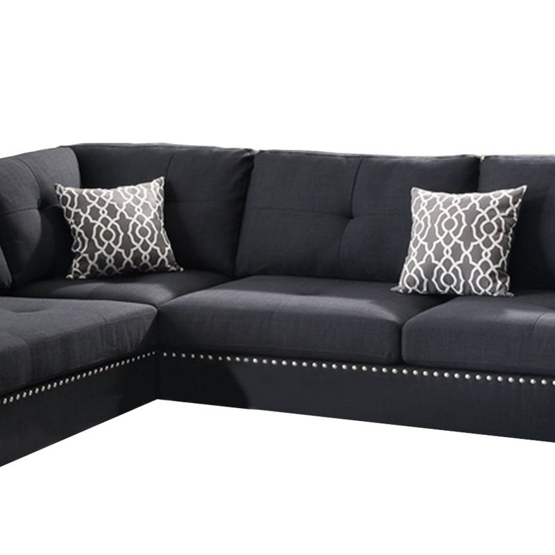 3pc Polyfiber Sectional Set With Ottoman Black - Benzara
