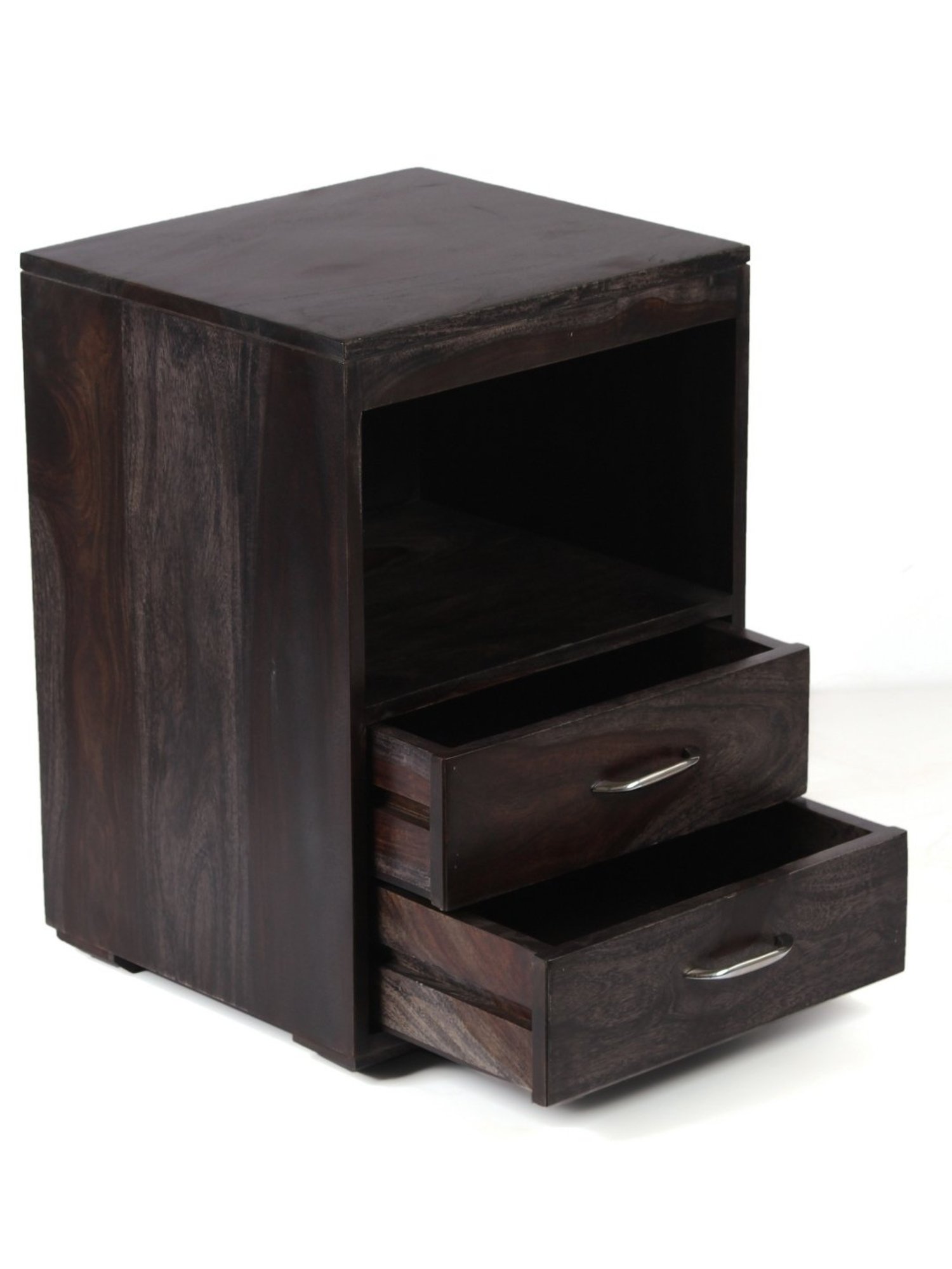 Ikiriya Kassel Solid Dark Brown Wood End Table Mahogany Finish