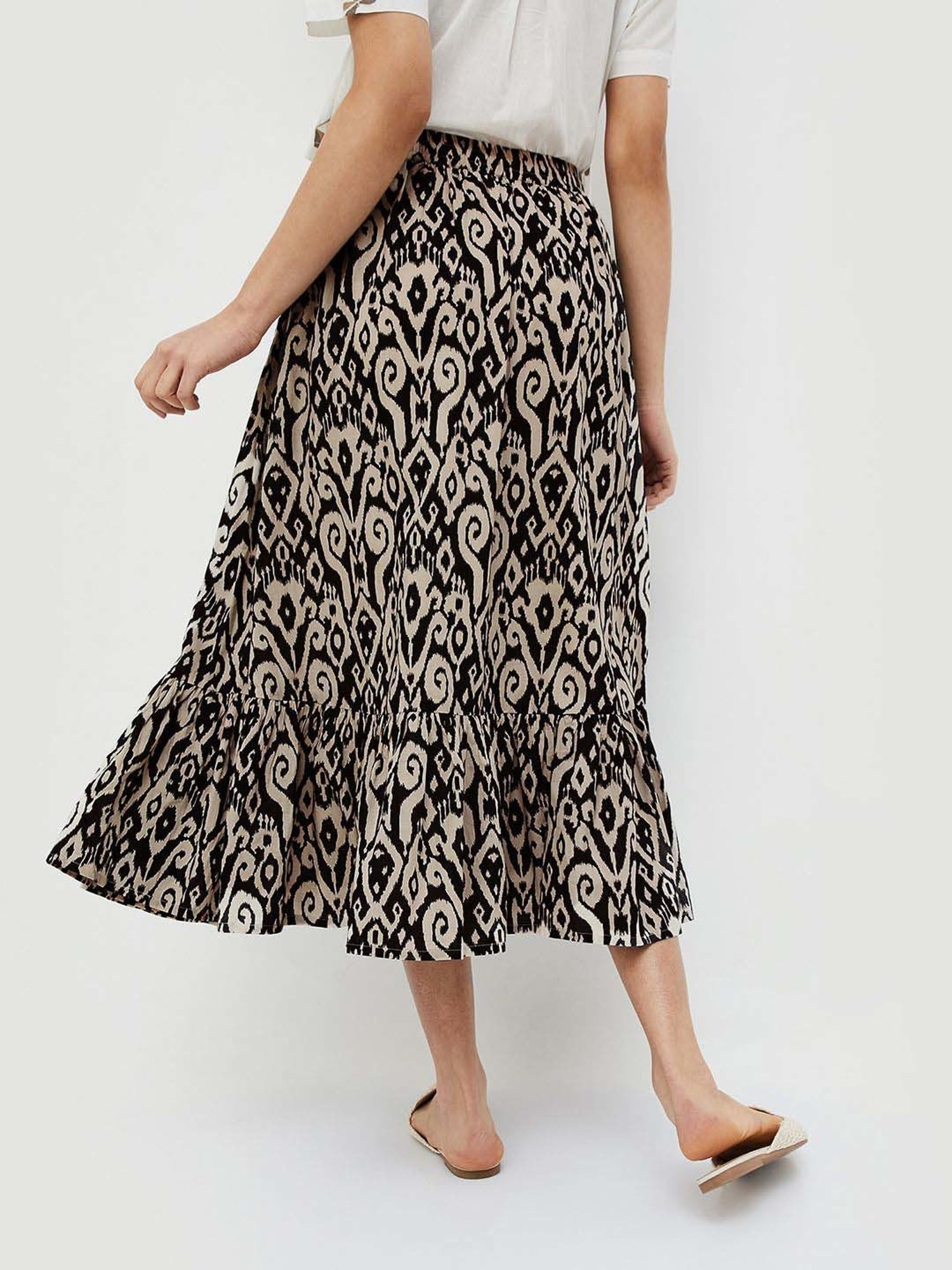 Colour Me by Melange Black Cotton Printed Skirt