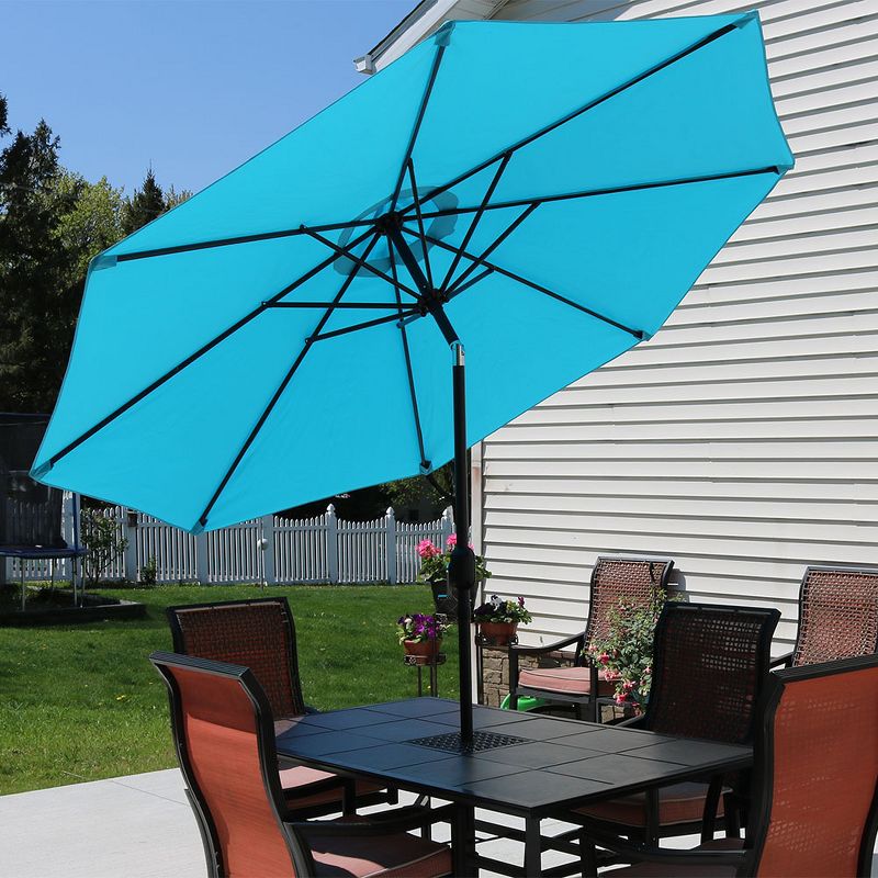 Sunnydaze Outdoor Aluminum Patio Table Umbrella with Polyester Canopy and Push Button Tilt and Crank - 9' - Turquoise