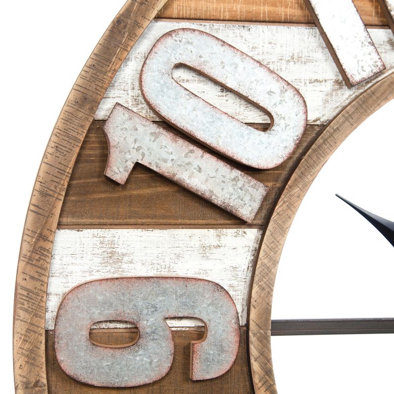 33" Rustic Reclaimed Wood and Metal Wall Clock Natural - Gallery Solutions