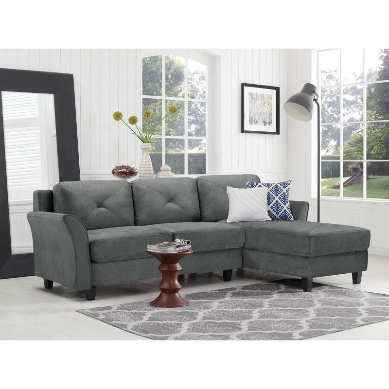 Hansen 3 Seat Sectional Sofa with Curved Arms Light Gray - Lifestyle Solutions