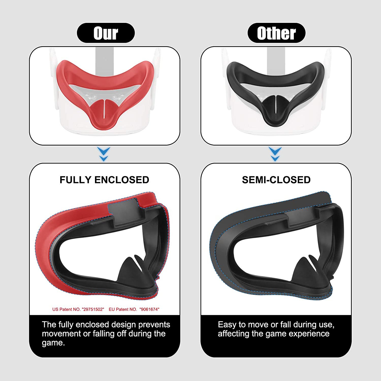 2 Pairs Oculus Quest 2 Elite Washable Silicone Handle Protective Cover