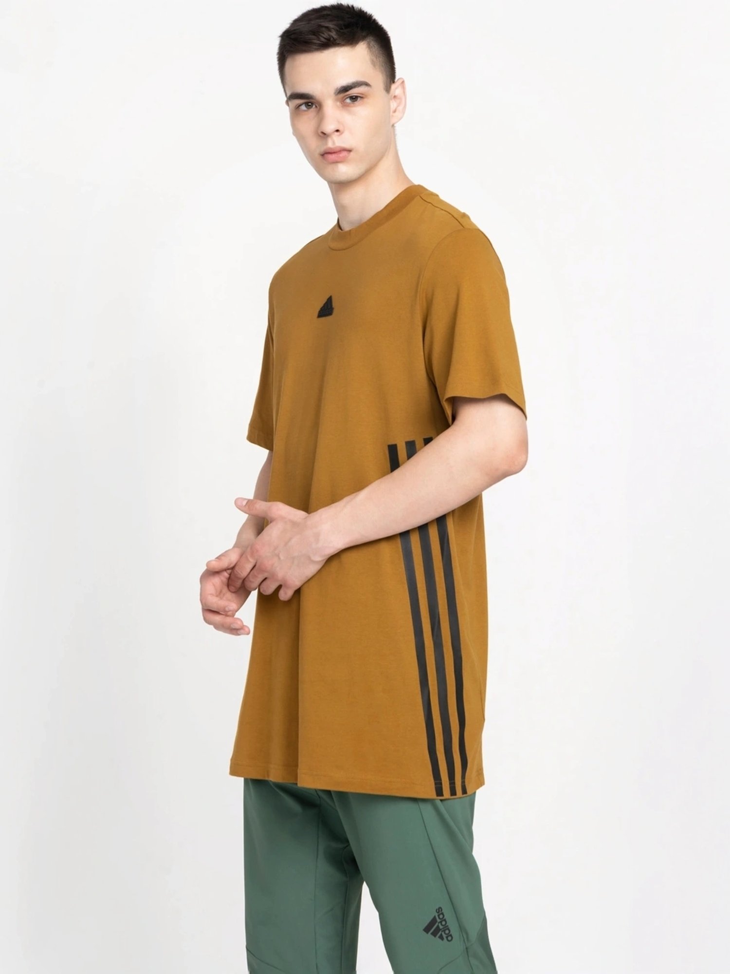 Adidas Brown Cotton Regular Fit T-Shirt