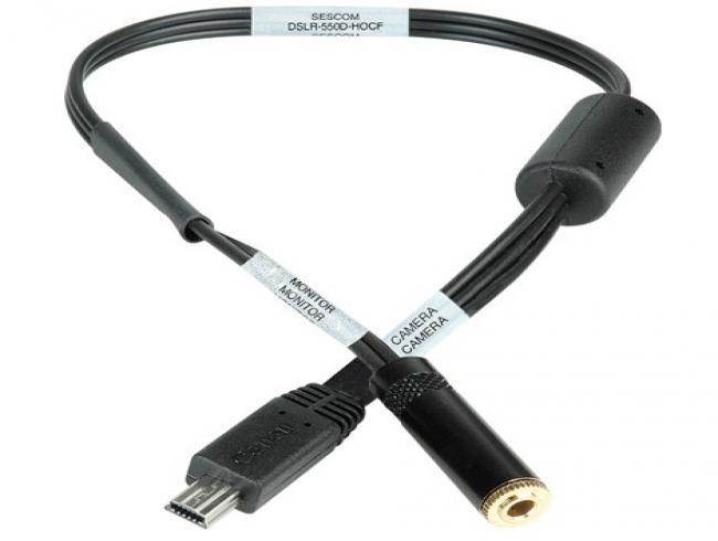 Sescom DSLR-550D-HOCF AV Out Headphone Monitoring Cable for Canon T2i-