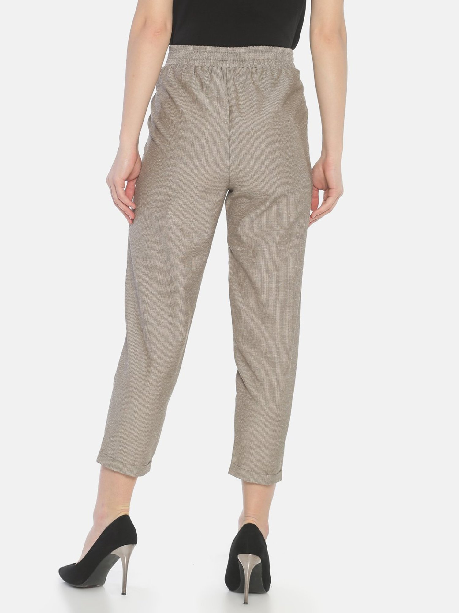 ISU Beige Textured Trousers