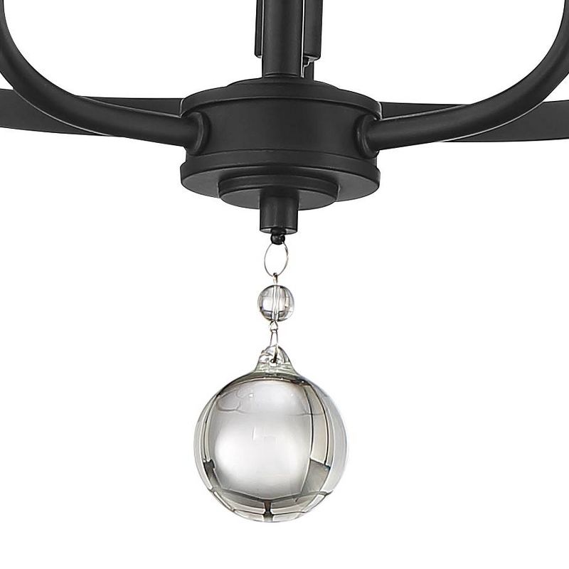 Barnes and Ivy Modern Ceiling Light Flush Mount Fixture Black 15" Wide 3-Light Open Scalloped Frame Bedroom Kitchen Living Room