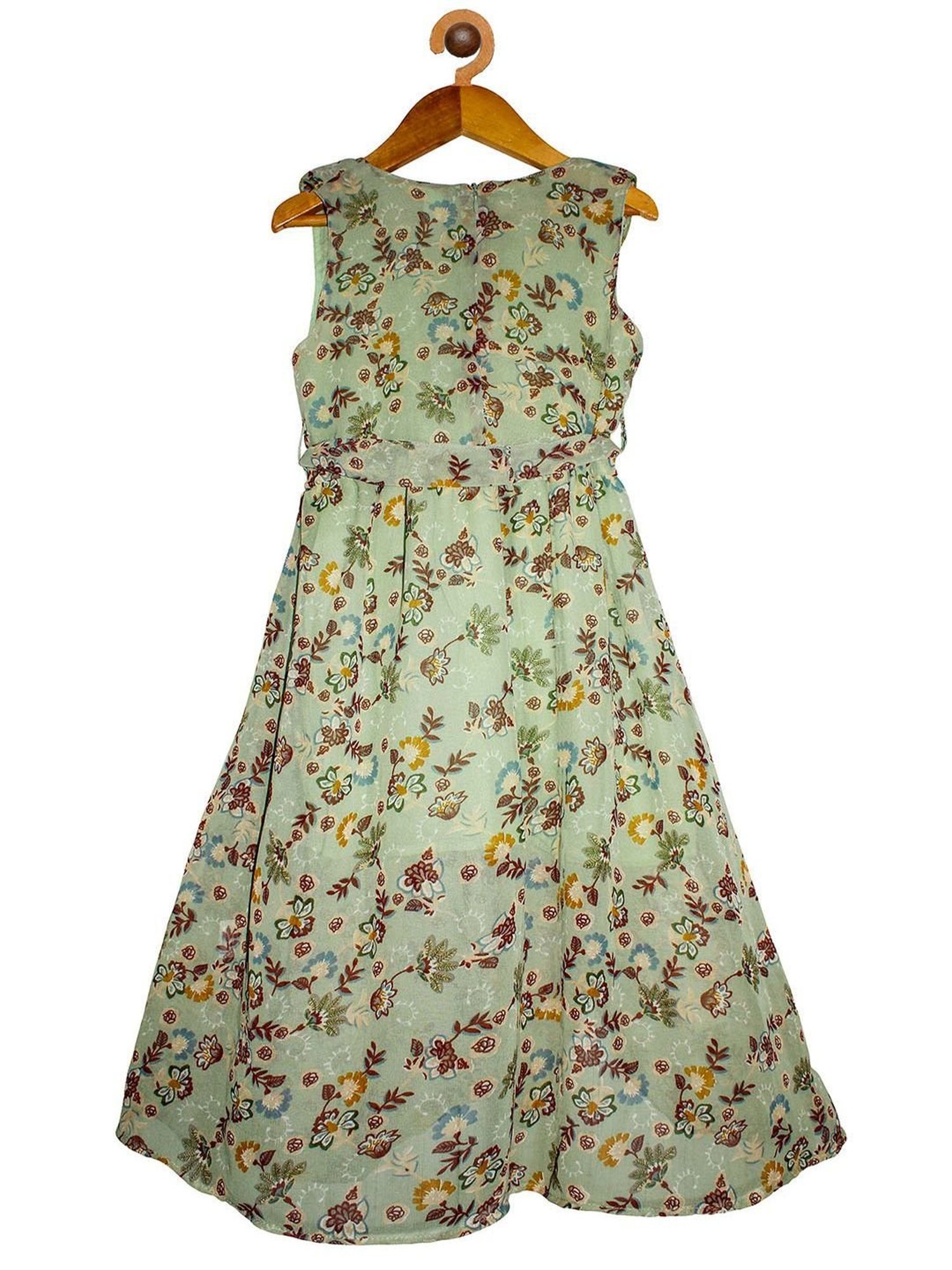 Kiddopanti Kids Green Floral Print Dress