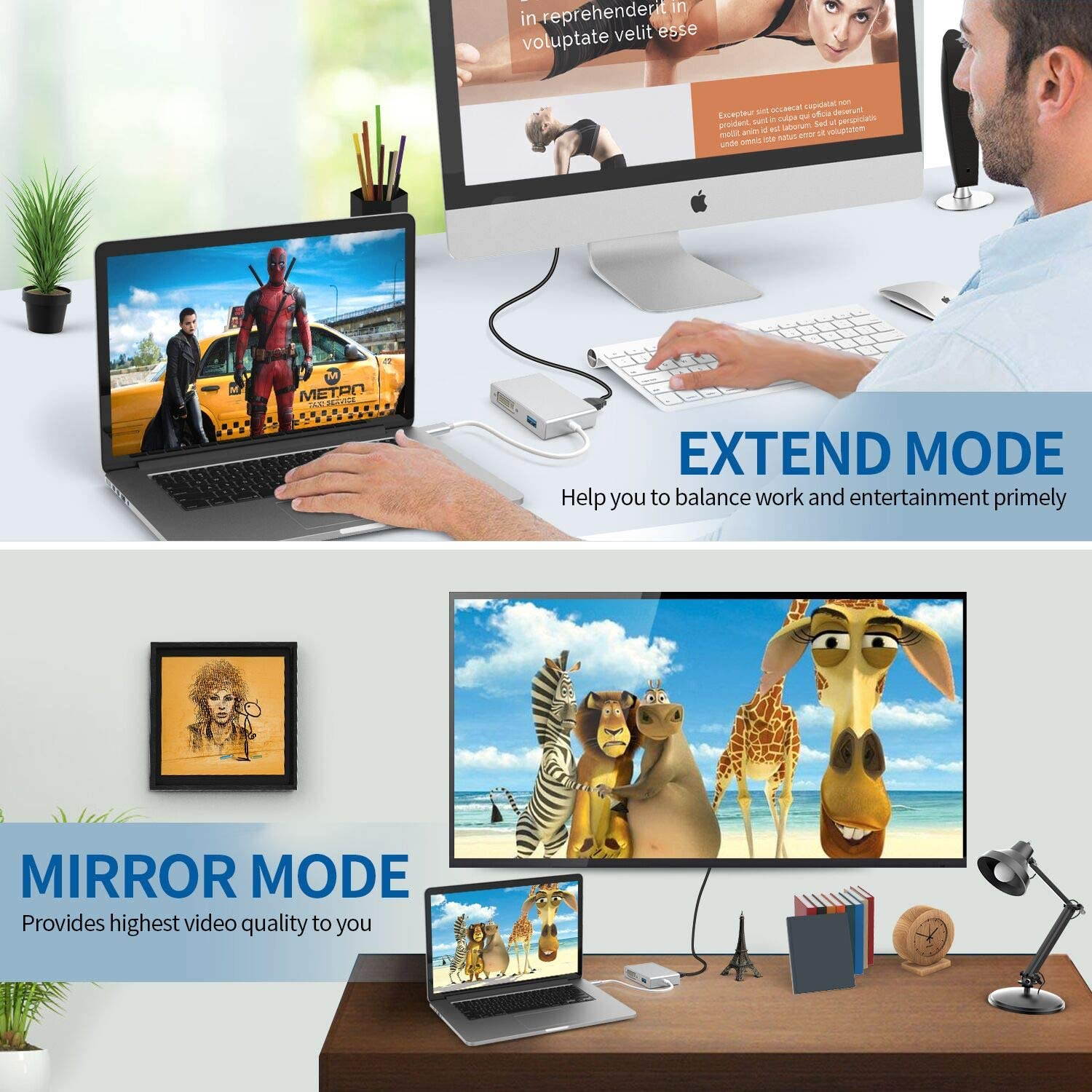 4-in-1 USB C HUB, 4in1 Type-C to DP HDMI VGA DVI Adapter for MacBook Chromebook and Other USB-C Laptops with DP Alt Mode, HDMI 4K/30Hz,DisplayPort 4K/60Hz,DVI 4K/60Hz,VGA 1080p/60Hz.