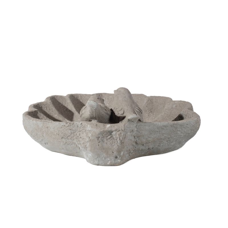 4.75" Resin Outdoor Sparrows on Shell Birdbath Gray - Alfresco Home LLC