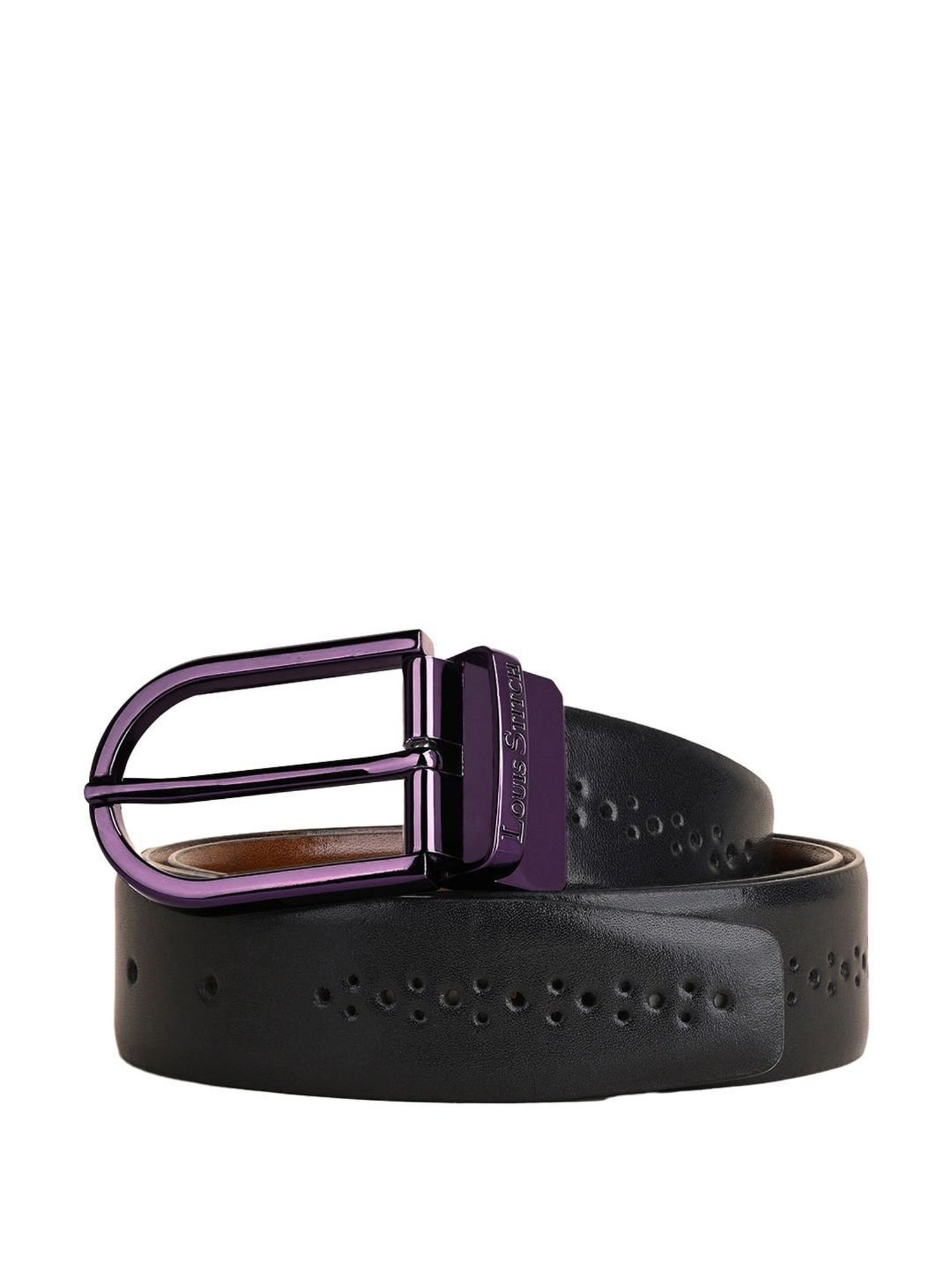 Louis Stitch Spanish Black & Brown Leather Reversible Belt For Men