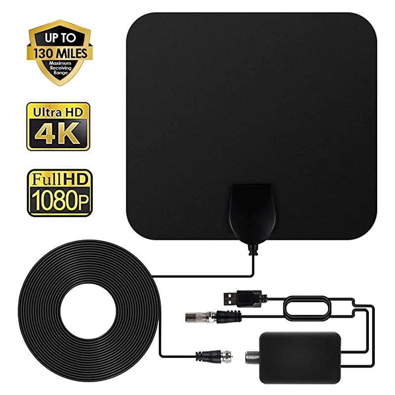 Indoor TV Antenna, 2021 Amplified HD Digital TV Antenna 220 Miles Range, TV Antenna for Free Local Channels 4K 1080p - Smart Amplifier Signal Booster - 32.8ft Coaxial Cable