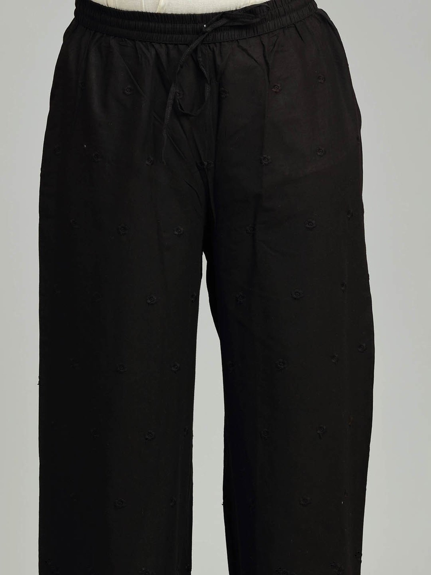 Cotton Culture Black Cotton Embroidered Pants