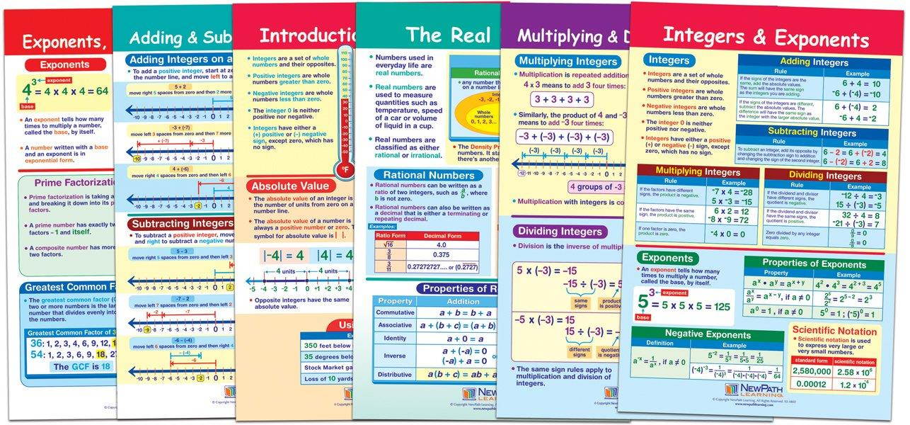 NewPath Learning 93-6502 Integers, Rational and Real Numbers Bulletin Board Chart Set (Pack of 6)