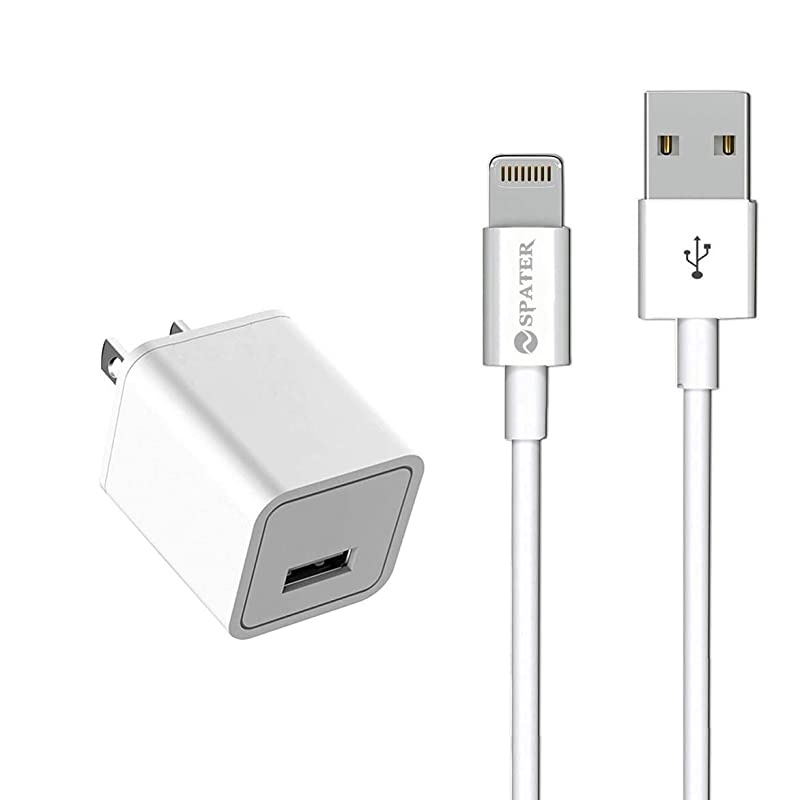 USB Charger  Travel Home Wall Charger and a Charging Cable C ompatible with iPhone X iPhone 8 iPhone 7 iPhone 6 iPhone 5 iPad Mini iPod Touch iPods White