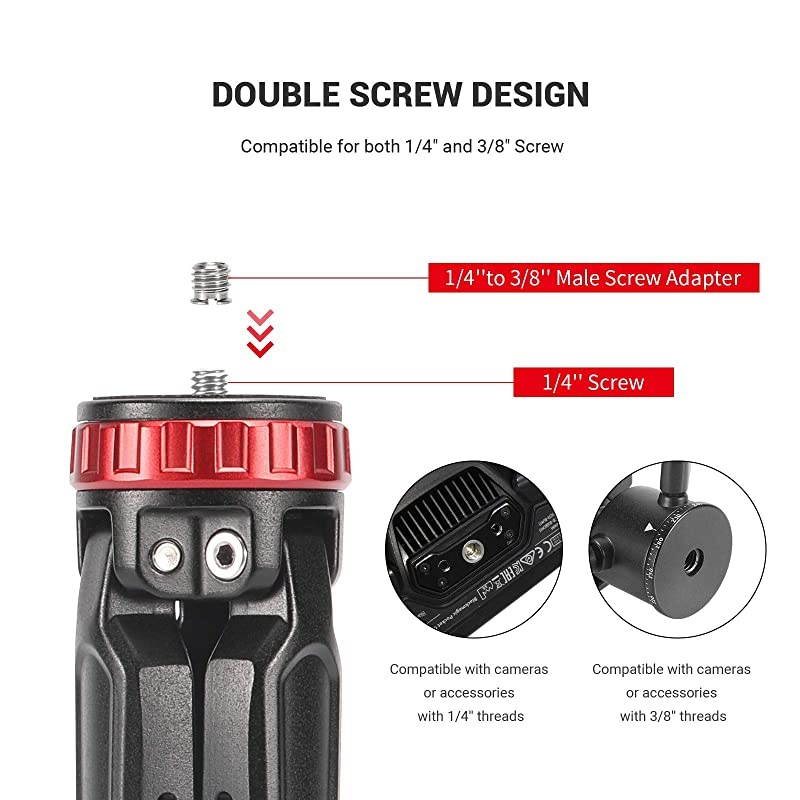 Tabletop Mini Tripod with 1/4 Screw and Thread for DSLR Cameras and Monopods, Made from CNC Aluminum - BUT2666