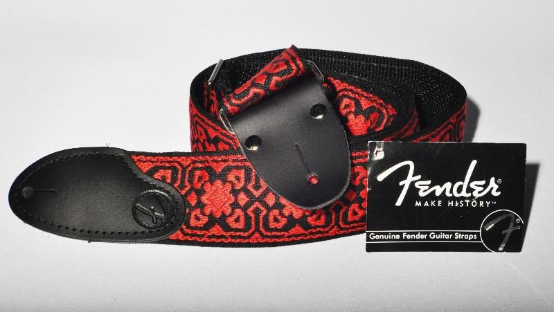 Fender 2 inch Hip Trip Red Black Vintage Style Cloth Guitar Strap