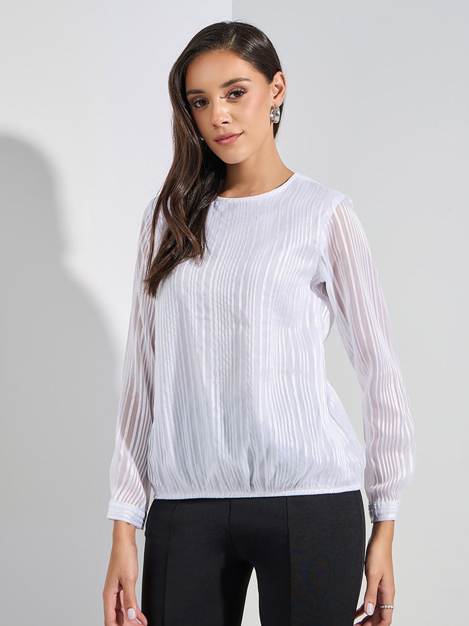 Styli White Striped Top