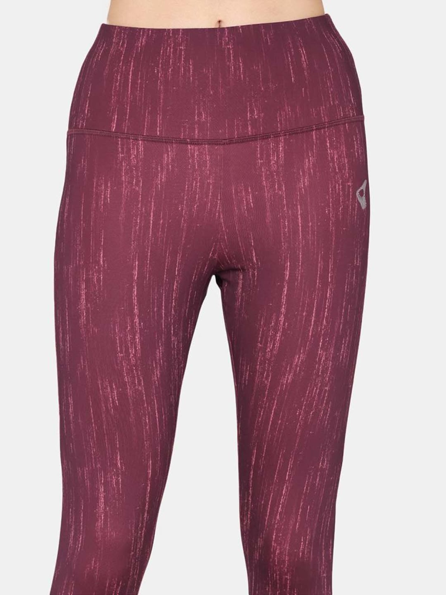 Zelocity by Zivame Purple Printed Mid Rise Tights