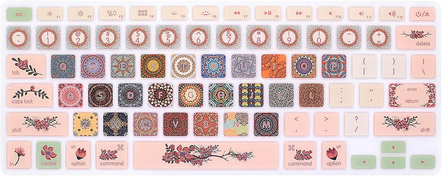 HRH Silicone Keyboard Cover Skin for MacBook Air 13,MacBook Pro 13/15/17 (with or w/Out Retina Display, 2015 or Older Version)&Older iMac USA Layout,Classical National Pattern