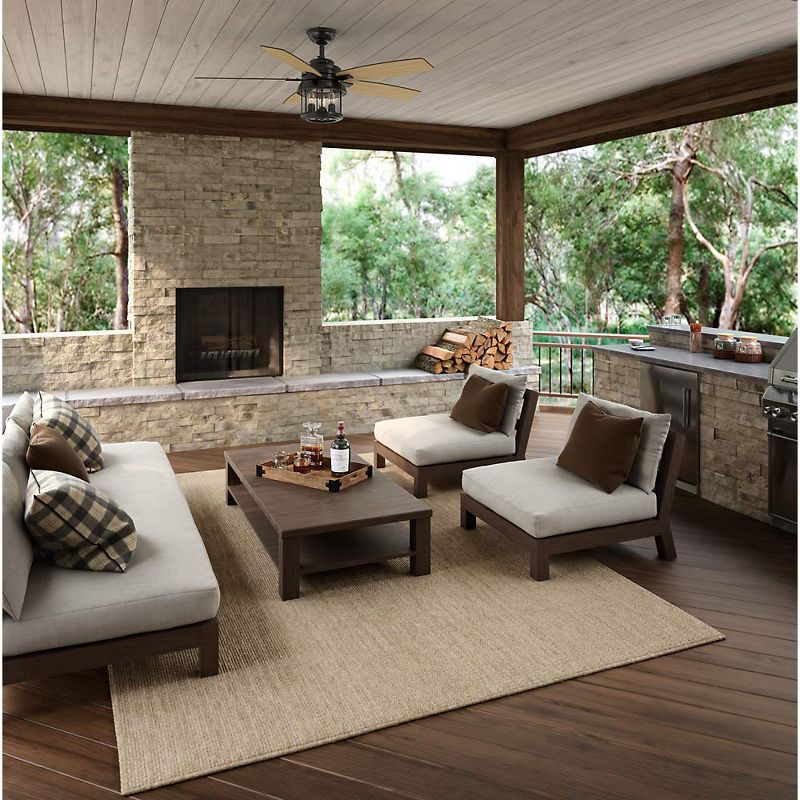 Hunter Fan Company Coral Bay 52" Outdoor Indoor Living Room Home Ceiling Fan with LED Light & Remote, Noble Bronze