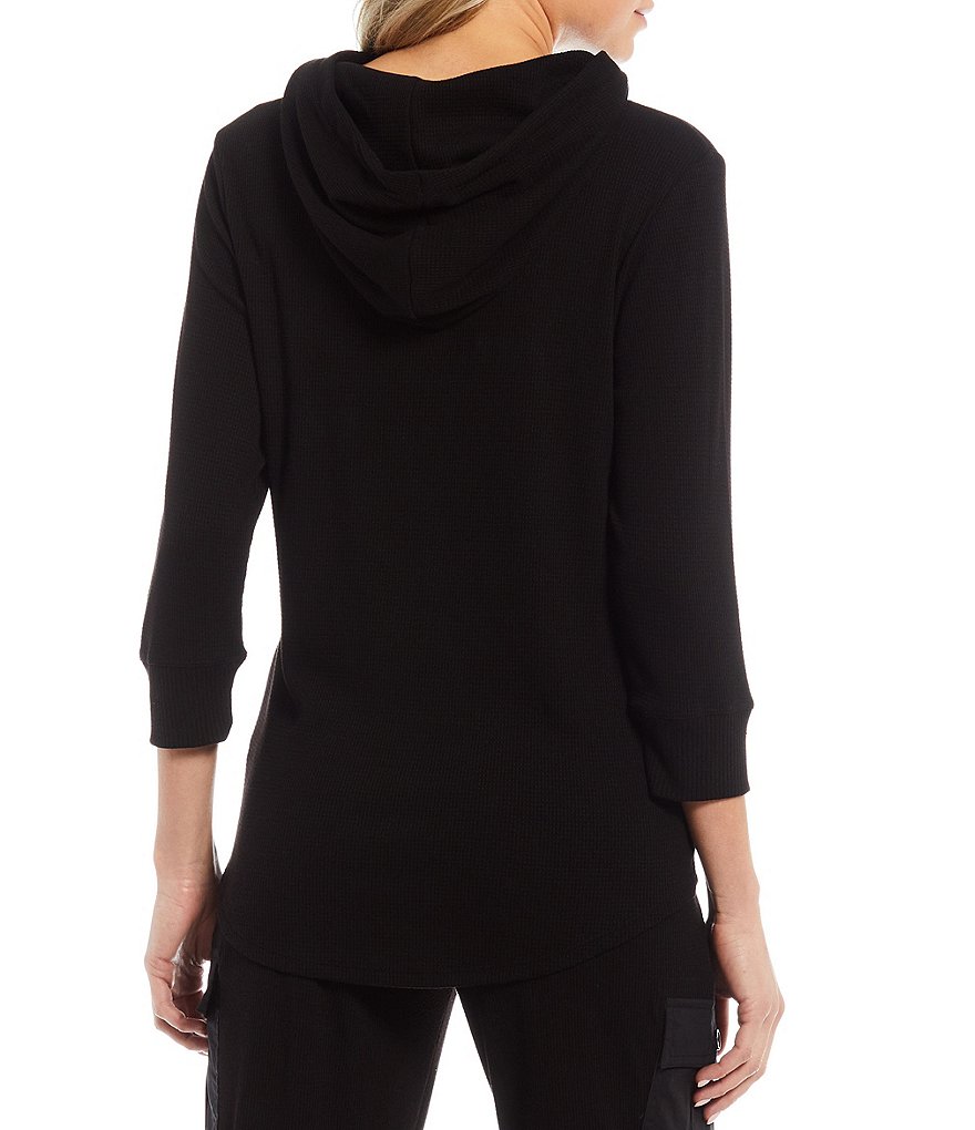 Calvin Klein Round Hem Lightweight Waffle Knit Coordinating Hoodie