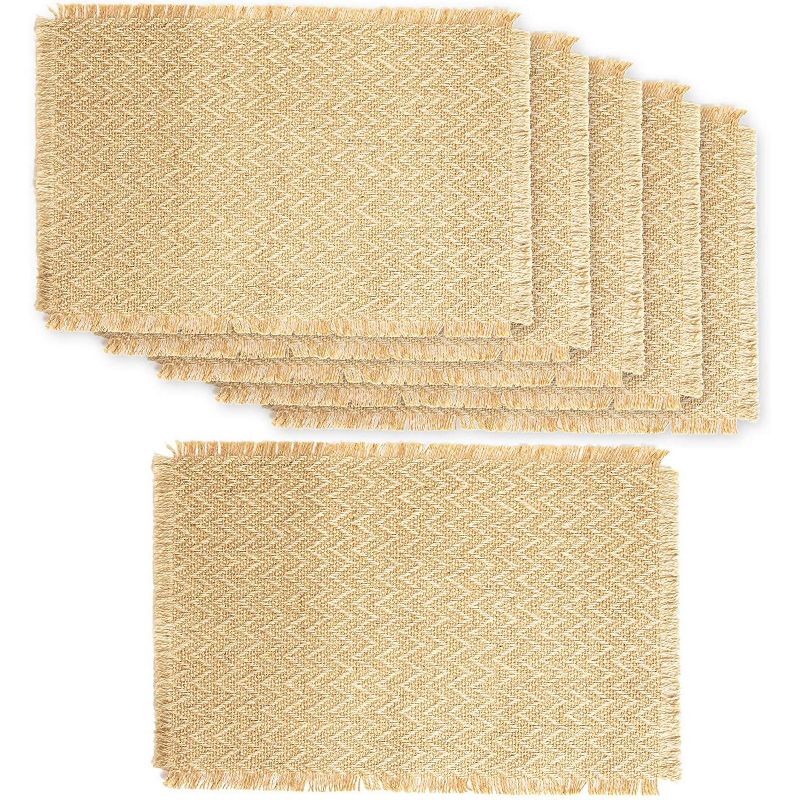 Natural Jute Table Placemats Set of 4 Dining Table Mat for Kitchen Party Decor (17.75 x 12 in)