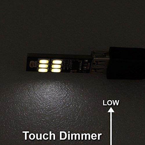 Yitee 5pcs USB Light Keychain Super Bright 6 LEDs Mini USB Light Lamp with Smart Touch Electrodeless Dimming Switch For Laptop Keyboard Light(Warm White)