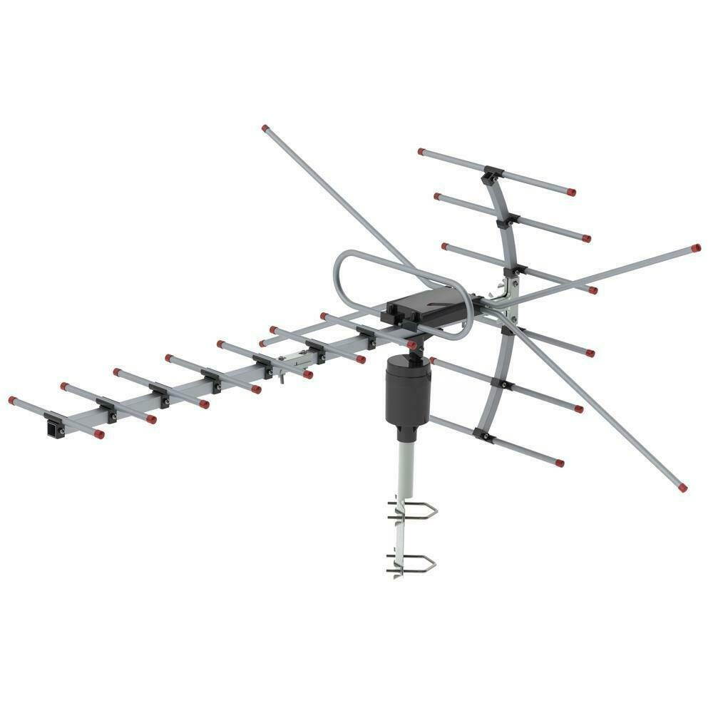 200Mile HDTV Outdoor Amplified TV Antenna HDTV 22dB Rotate Remote 360&deg; UHF/VHF