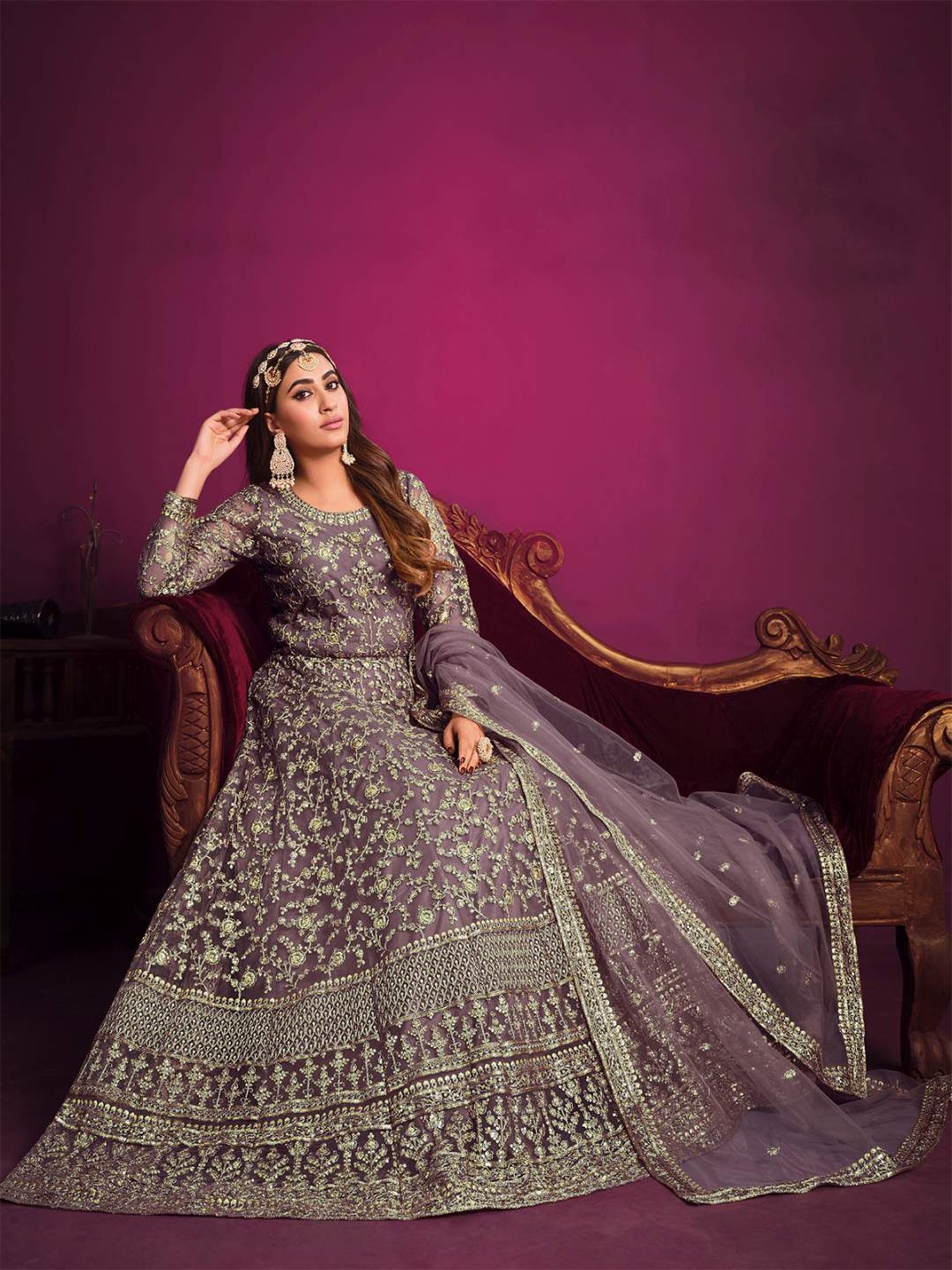 Odette Purple Embroidered Unstitched Dress Material