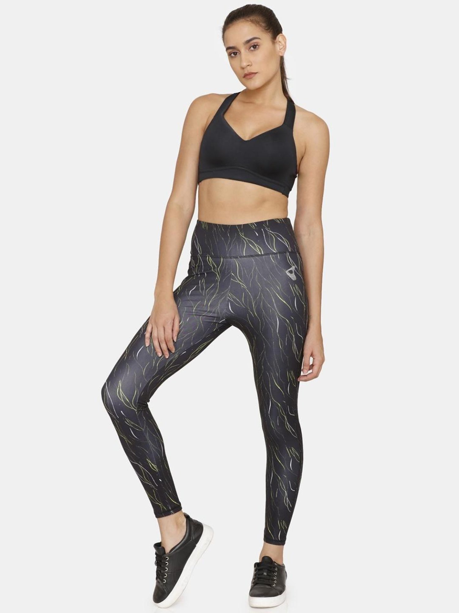 Zelocity by Zivame Charcoal Grey Abstract Print Leggings