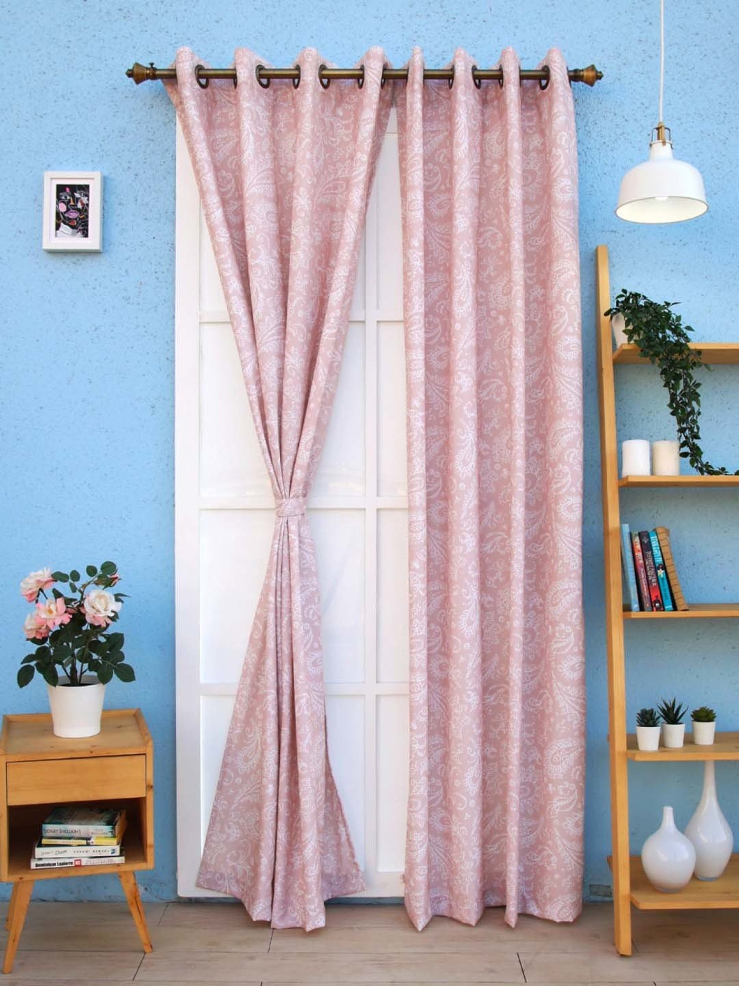 Ariana 'Heather' Pink Polyester 5 ft. Design Window Curtain - Set of 1
