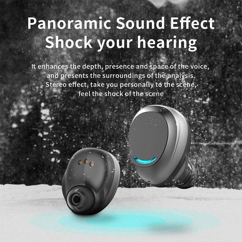 TWS bluetooth 5.0 Binaural Wireless Stereo Earbuds Headphones With Charging Case Double Earpieces - White