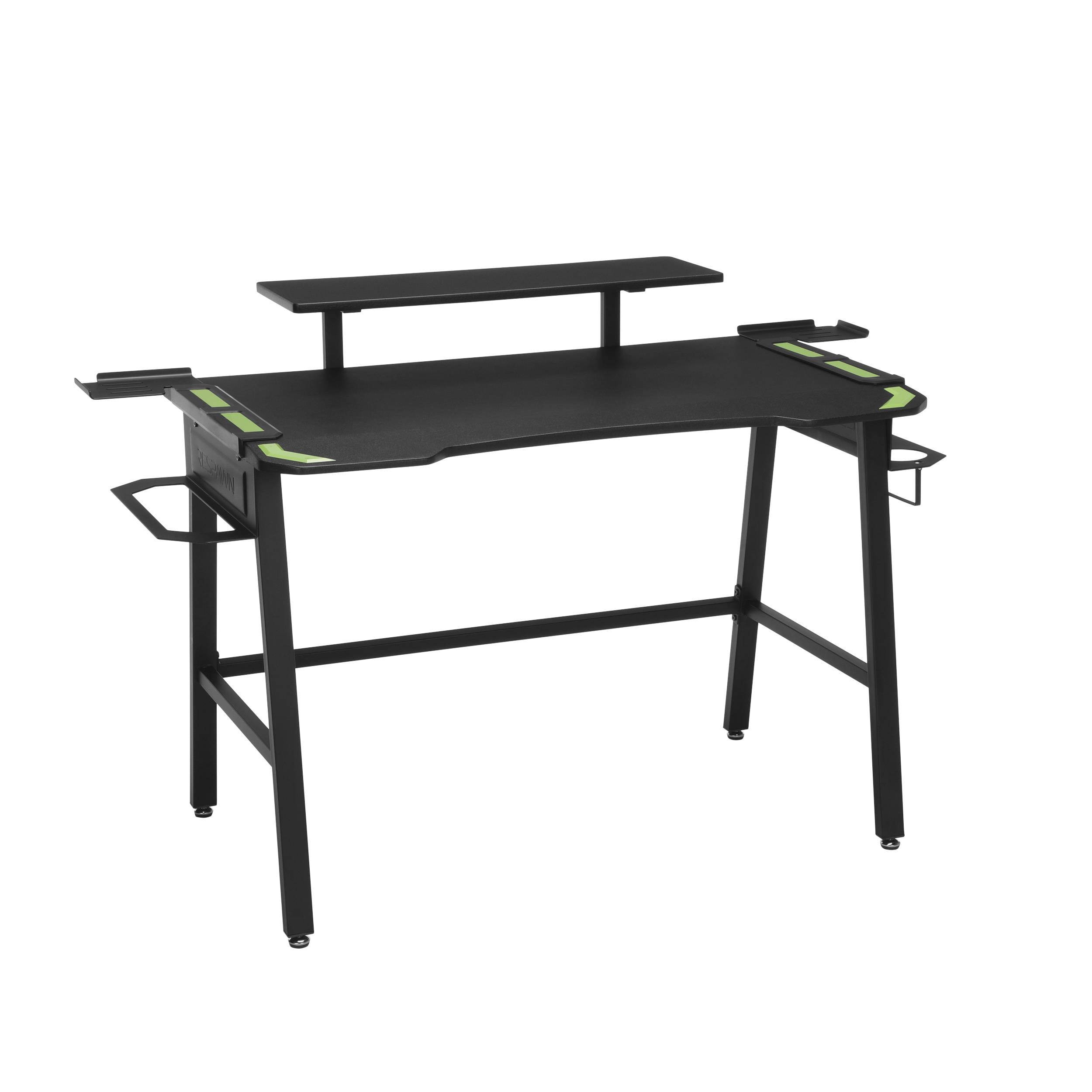 Gaming Desk 47.2" W x 23.6" D Office Computer Table, Black Gamer Workstation with 2 Cable Management Holes