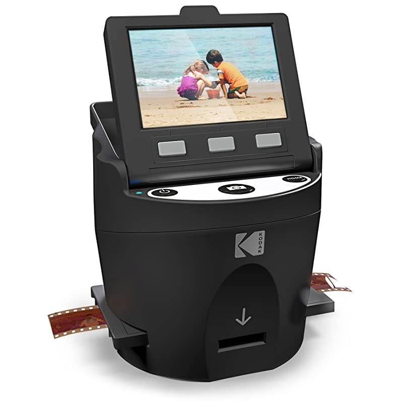 SCANZA Digital Film & Slide Scanner - Converts 35mm, 126, 110, Super 8 & 8mm Film Negatives & Slides to JPEG - Includes Large Tilt-Up 3.5" LCD, Easy-Load Film Inserts, Adapters & More