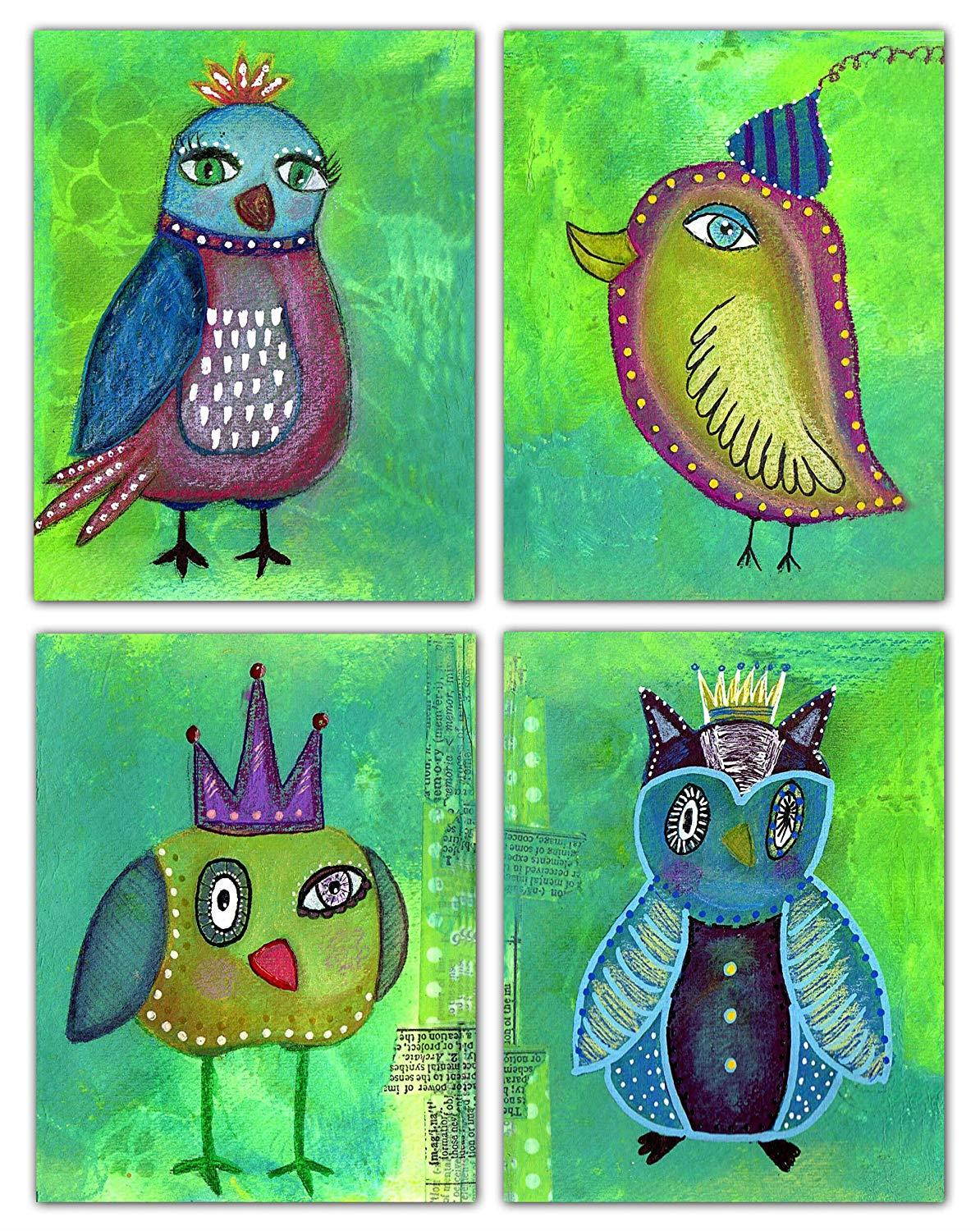 Quirky Bird Greeting Cards - Original Art - Stationary - Any Occasion - Blank on the Inside - Includes Cards and Envelopes - 5.5" x 4.25" (12 Pack)