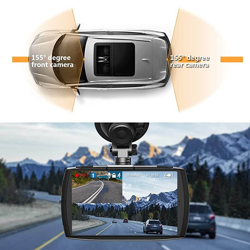 Dual Dash Cam 4.0" Touch Screen Front and Rear Dash Cam FHD 1080P with Night Mode, 32GB Card Included,155 Degree Wide Angle, WDR, G-Sensor, Loop Recording, Support 256GB Max