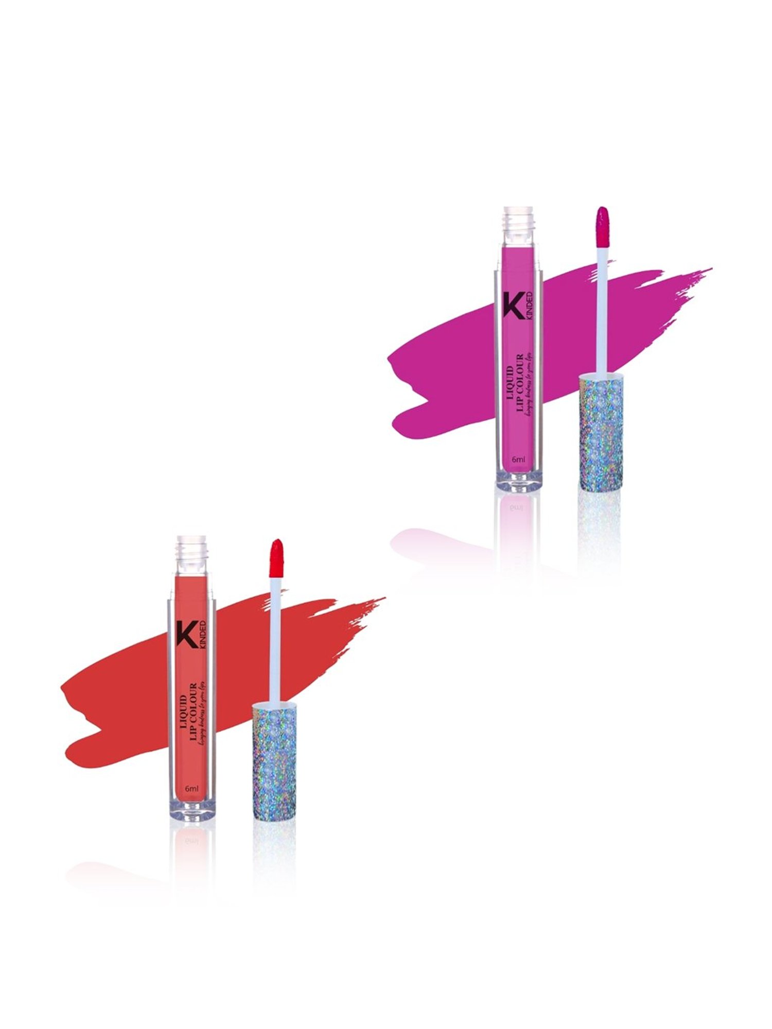 KINDED Liquid Lip Colour 02 More Magenta & 03 Vermilion Red Combo