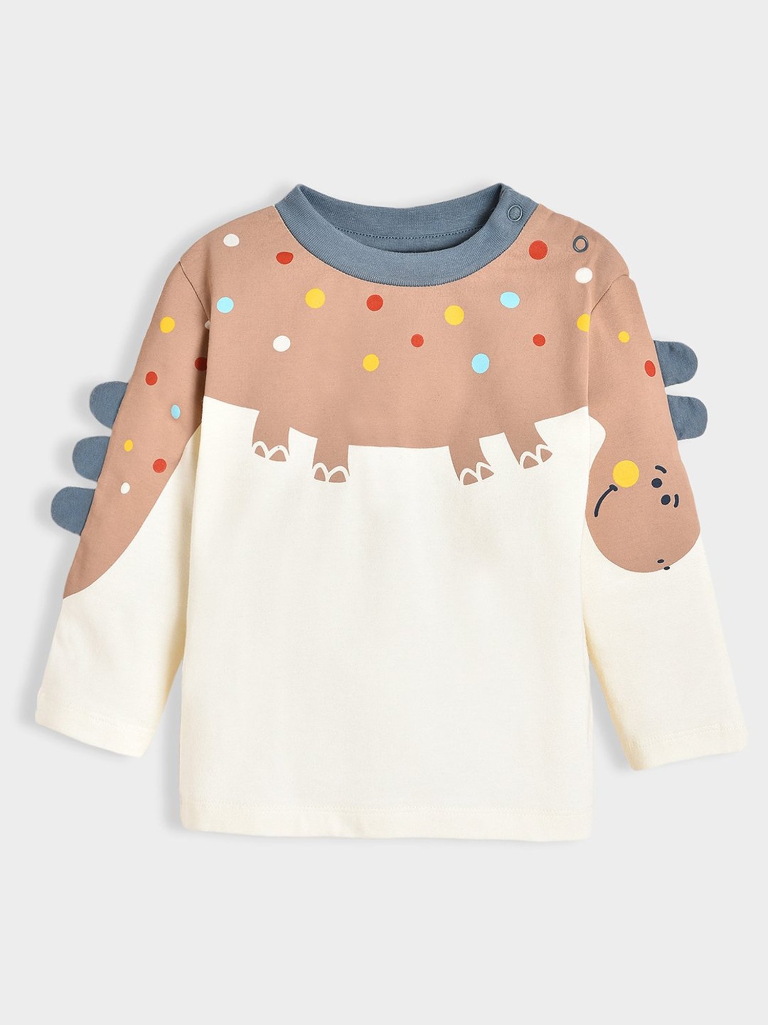 MiArcus Kids White & Brown Printed Full Sleeves T-Shirt