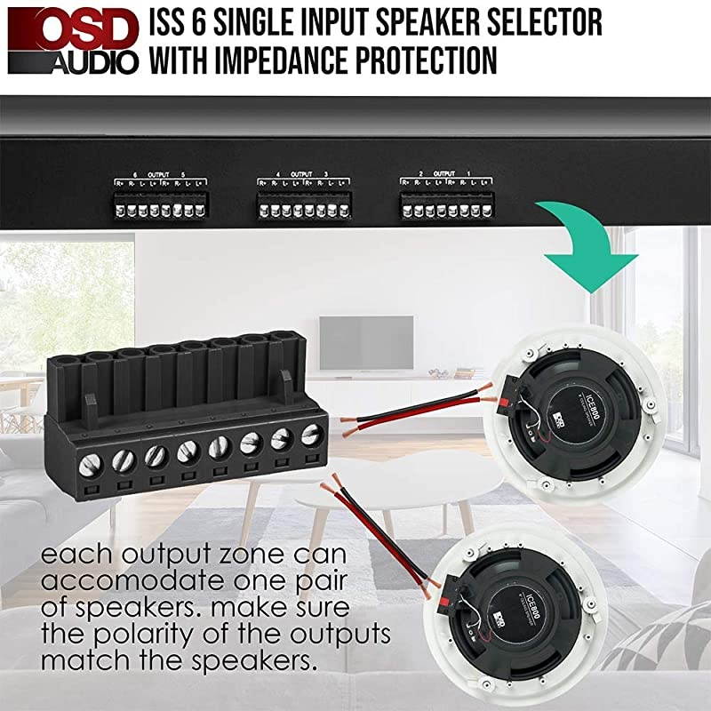 6 Zone Speaker Selector Switch Impedance Protection ISS6