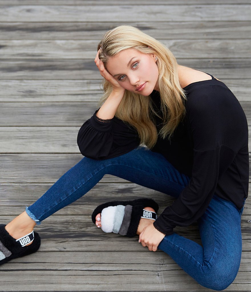 Free People Raw Hem High Rise Cotton Blend Jeans